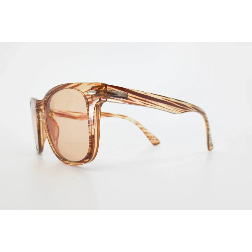 Zenni Square Brown Striped Wood Grain Eyeglass Frames Demo Lenses 50-20-145
